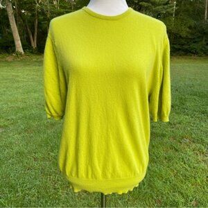 BALLANTYNE SWEATER LIME GREEN CASHMERE BERK BURLINGTON ARCADE CREWNECK SIZE L